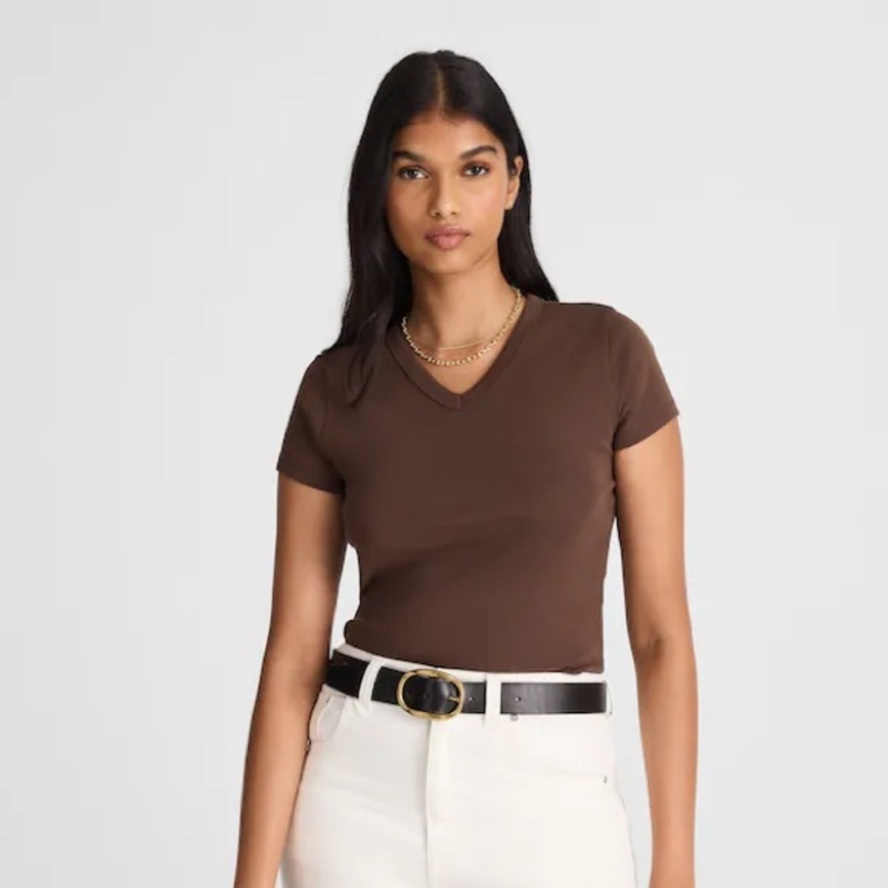 Madewell The '90s V-Neck Baby Tee in Compact Cotton Xs nwt